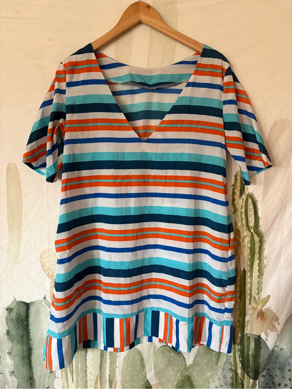 Mychael Knight Project Runway Striped V-Neck Women’s Mini Dress Cover Up 🌵